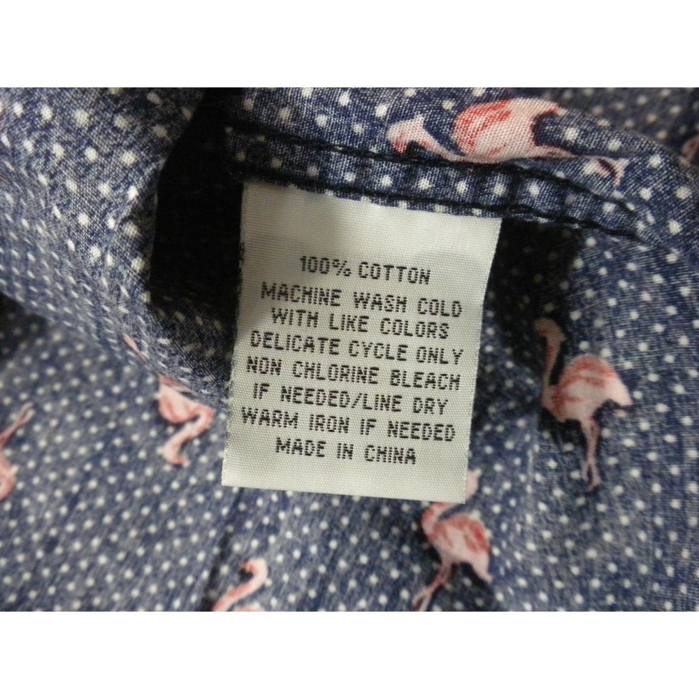 Molokai Surf Co Shirt Mens M Blue Polka Dot Pink Flamingo AOP Dotted Flamingo - Picture 8 of 8